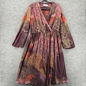 Vintage Liz Roberts Wrap Dress Size 12 Purple V-Neck Flowy Fairy Grunge Hippie